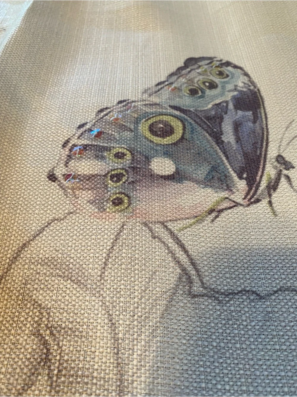 Butterfly Accent cream colored shower curtain and accessories